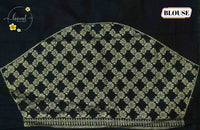 AJF1221 Jet Black Viscose saree with hand-painted style floral motifs.