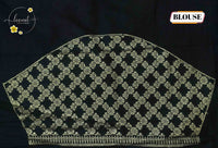 AJF1321 Off-White and Charcoal Grey Viscose saree with brush-stroke wavy pattern.