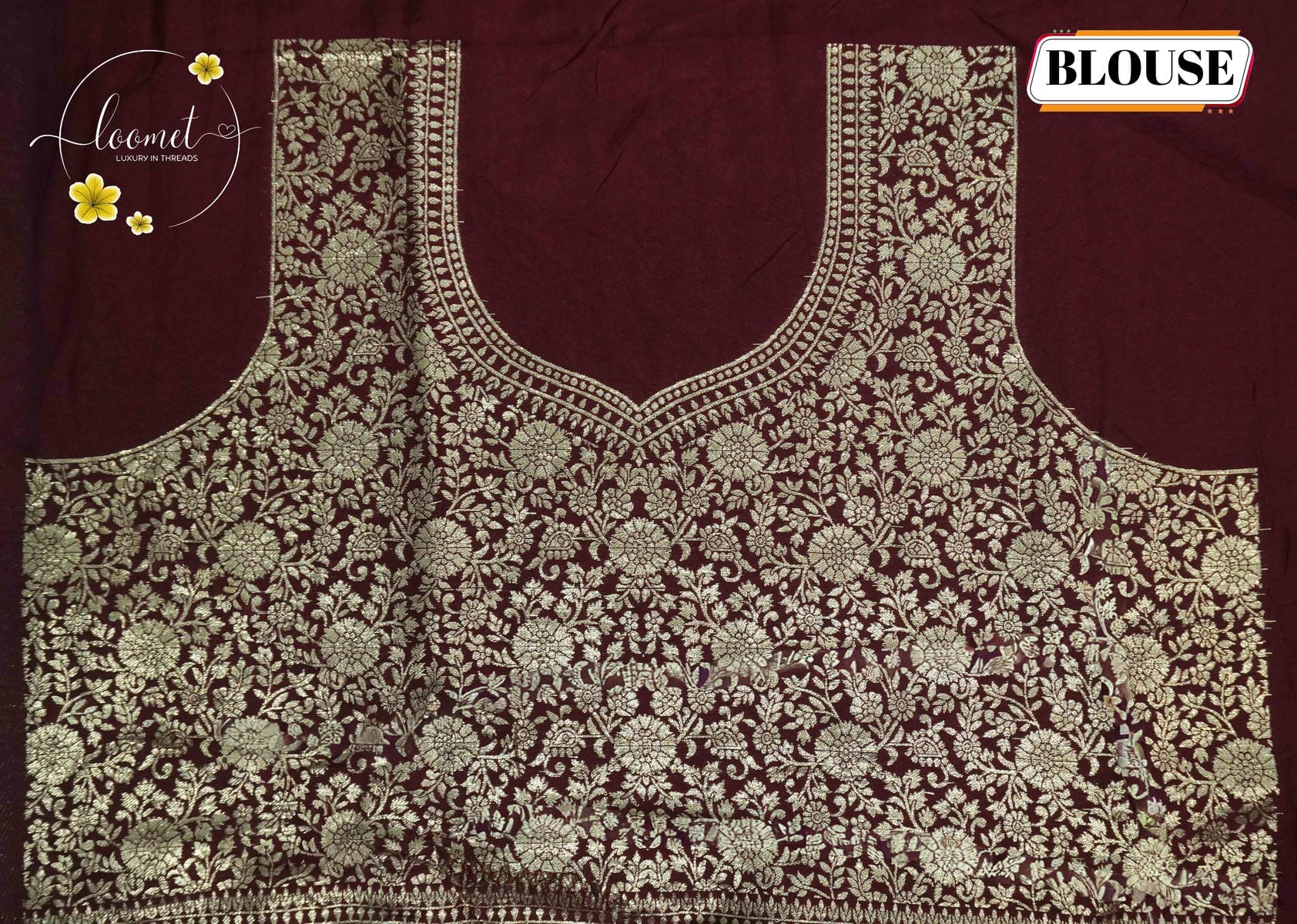 AJF1421 Cream and wine Viscose saree with nature-inspired prints & Box pattern.