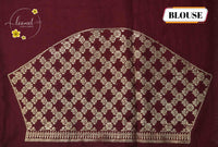AJF1421 Cream and wine Viscose saree with nature-inspired prints & Box pattern.