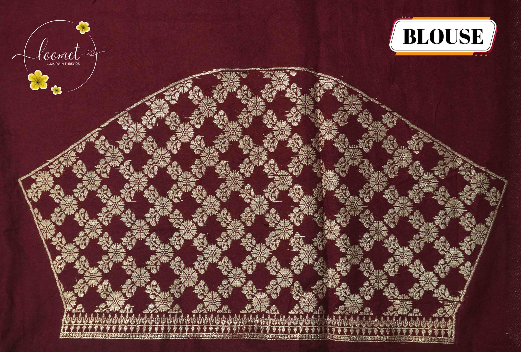 AJF1421 Cream and wine Viscose saree with nature-inspired prints & Box pattern.