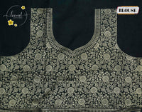 AJF2151 Silver-toned Viscose saree with hand-painted style floral prints.