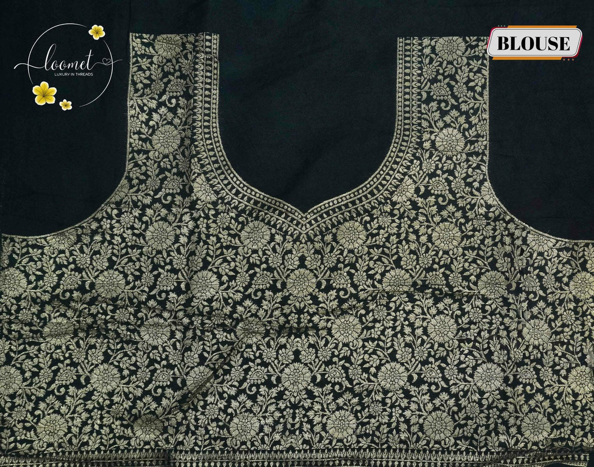 AJF2151 Silver-toned Viscose saree with hand-painted style floral prints.