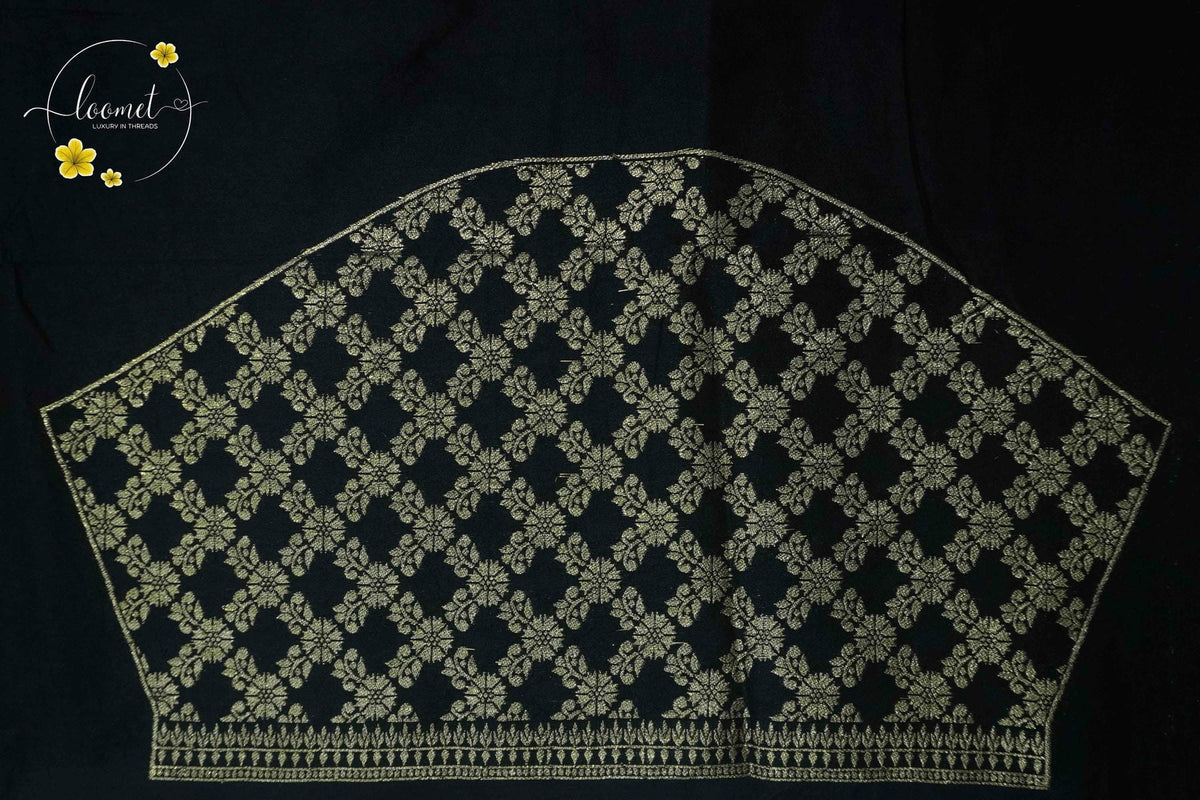 AJF2151 Silver-toned Viscose saree with hand-painted style floral prints.