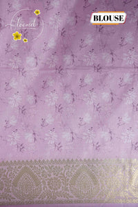 AJF3181 Lilac-Pink Viscose saree with Floral Digital Print.