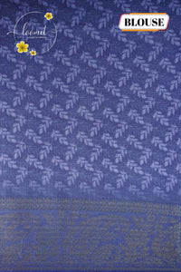 AJF3185 Royal Blue Viscose saree with all-over Botanical Leaf Print.