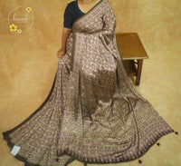 APL0303 Mauve & Royal Purple Semi Modal Silk with Geometric mosaic motifs and edge tassels.
