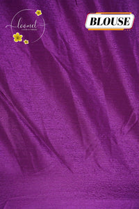 APL0502 Deep Purple Chinnon saree with zardosi-style floral buttas and scalloped cutwork border.