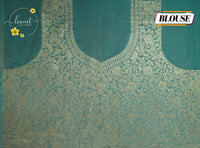 APL10301 Sky blue Viscose saree featuring Pichwai prints and silver zari.