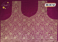 APL10501 Purple Viscose saree featuring mythological motif block prints.