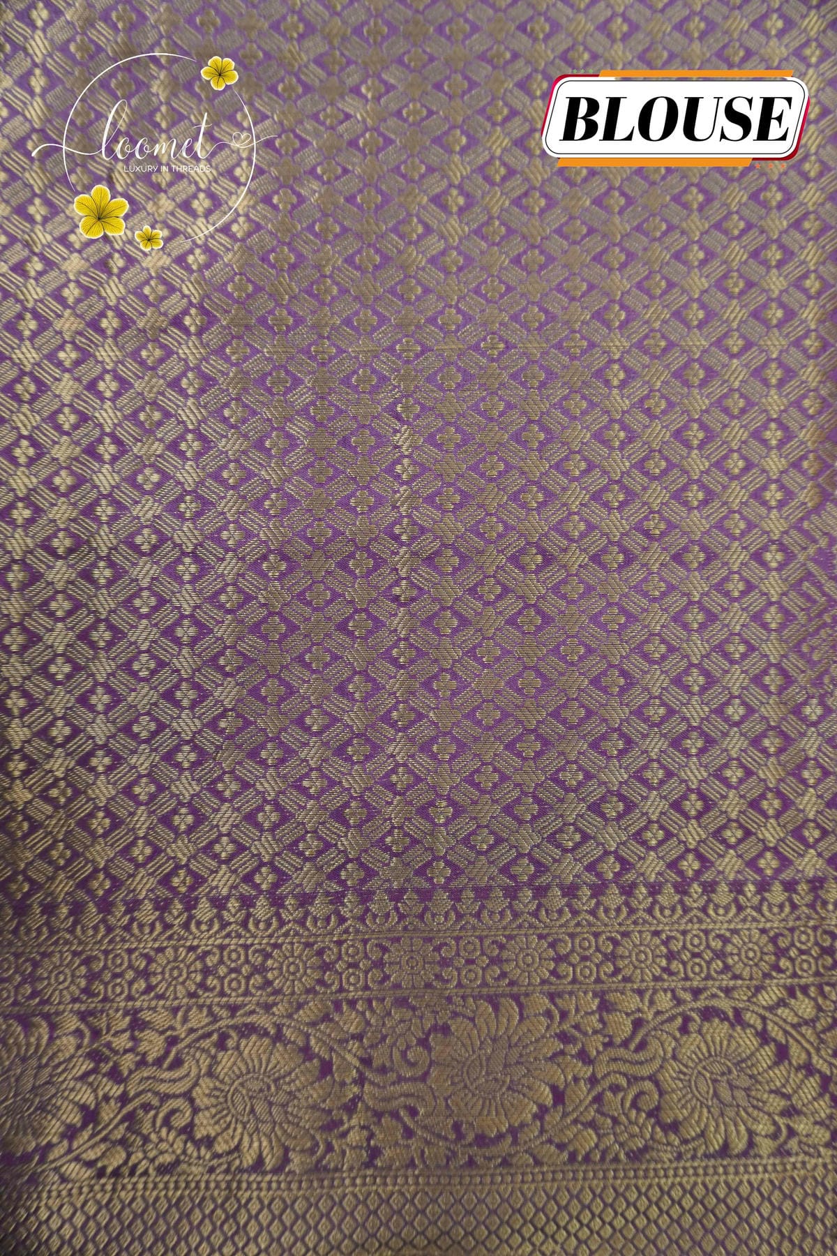 APL10703 Deep Lavender silky georgette saree with an all-over diamond (chowka) grid pattern.