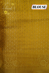 APL10704 Mustard Yellow silky georgette saree with an all-over diamond (chowka) grid pattern.