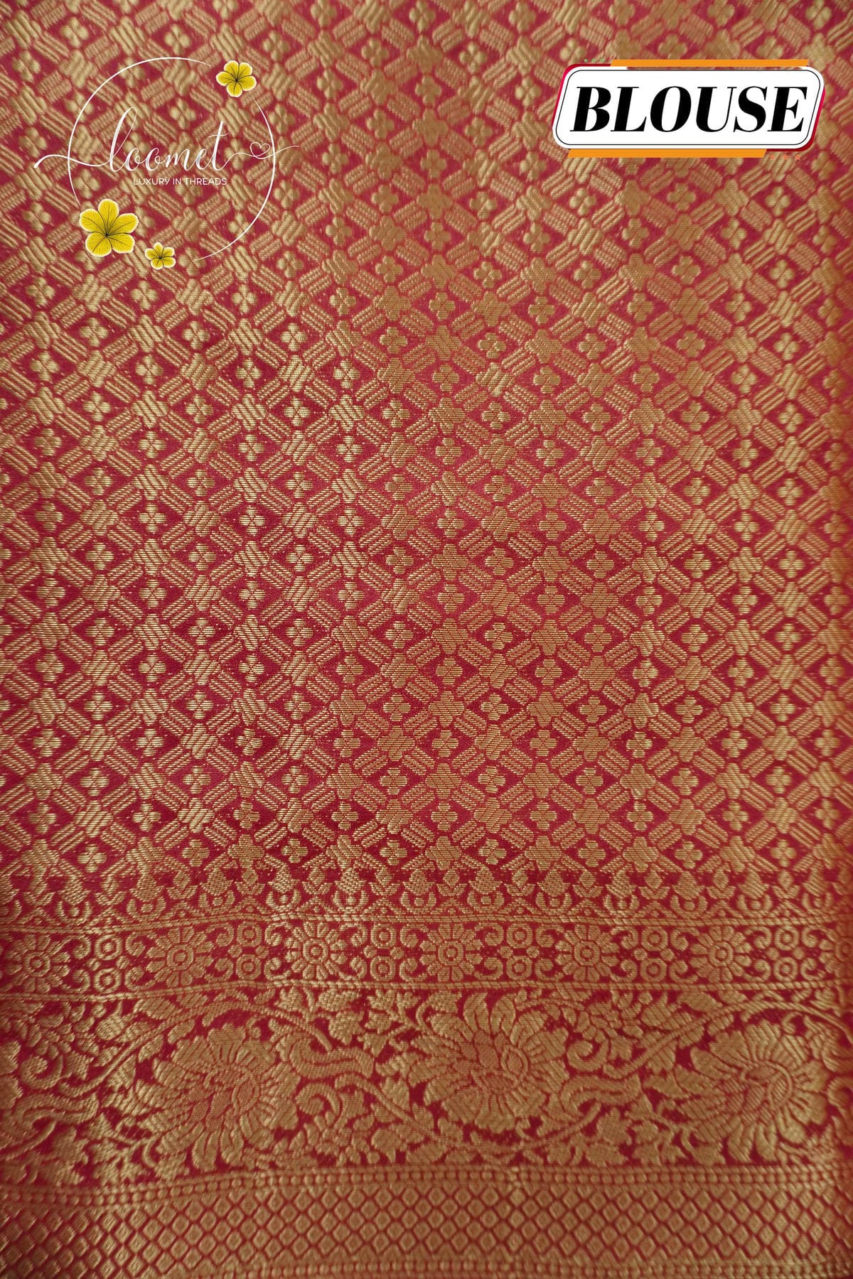 APL10706 Crimson Red silky georgette saree with an all-over diamond (chowka) grid pattern.
