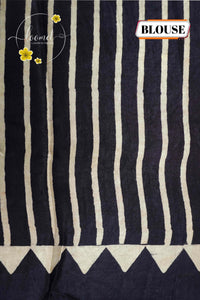 APL1302 Jet Black Modal silk with Ajrakh-inspired block prints.
