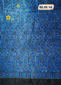 APL1303 Blue Modal silk with Ajrakh-inspired block prints and zigzag patterns.