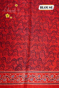APL1304 Crimson Red Modal silk with all-over floral Buti block prints.