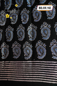 APL1305 Carbon Black Modal silk with semi-circle mandala design.
