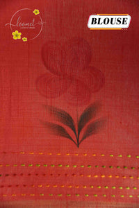 APL1441 Off-White Tussar Silk saree featuring hand-painted pink and lavender floral vines.