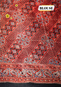 APL1501 Red Modal silk with Bandhani-inspired pattern.