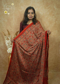 APL1502 Deep terracotta Modal silk with all-over Ajrakh block print.