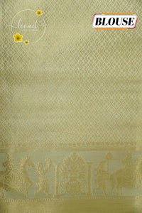 APL20001 White silky georgette saree with an all-over diamond (chowka) grid pattern.