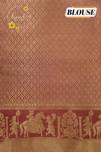 APL20002 Deep Rose silky georgette saree with an all-over diamond (chowka) grid pattern.
