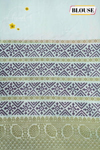 APL20403 Off-White and slate grey Tussar Silk saree with woven geometric motifs