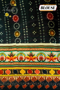APL20901 Sunset crimson Pure Dola Viscose saree with bandhej-style leheriya (Zig-Zag) pattern.