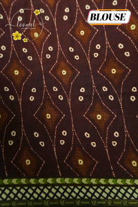 APL2401 Brown Pure Dola Viscose saree with Bandhej-inspired Mandala Print.