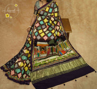 APL2501 Plum Pure Dola Viscose saree with geometric Mosaic Pattern.