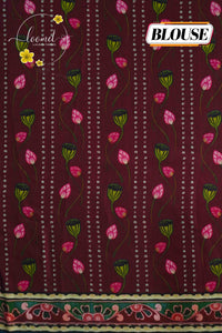 APL26001 Teal blue Pure Dola Viscose saree featuring floral prints and Lagdi Patta Pallu.