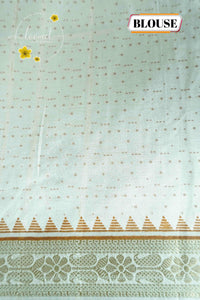 APL3203 Off-White Tussar Silk saree with orange-colored thread bird-on-a-branch motif.