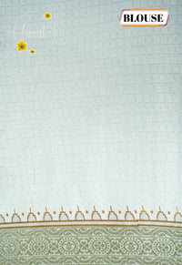 APL4503 Off-White Tussar Silk saree with ochre tree-of-life butis.