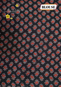 APL5001 Black and Rust Red Modal silk with all-over Ajrakh-inspired block