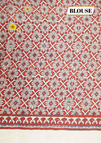 APL5401 Cream & Indigo Modal silk with circular mandala-style motifs