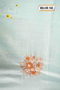 APL6001 Pastel Peach Tussar Silk saree with floral embroidery buttas.