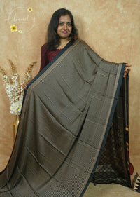 APL6701 Black and gold Semi Modal silk with all-over fine horizontal pinstripes.