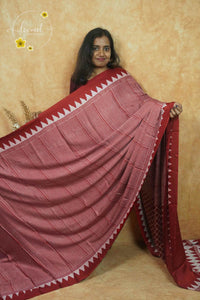 APL6901 Crimson Red and white Semi Modal silk with all-over horizontal pinstripes pattern.