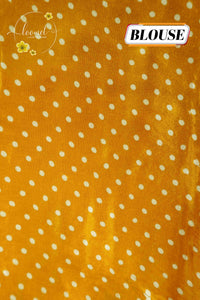 APL8231 Mustard Gold semi modal silk saree with Geometric Mandala Block Prints and Lagdi Patta Pallu