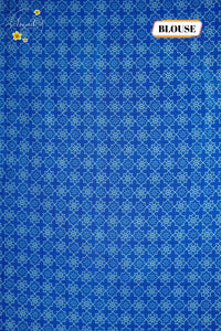 APL8603 Royal Blue Crepe Silk saree with vertical white pinstripes.