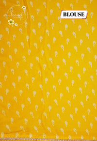 ARN1611 Sunflower Yellow Chiffon saree with all-over large floral prints.