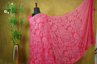 ARN1612 Deep Rose Chiffon saree with all-over large floral prints.