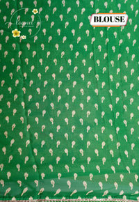 ARN1613 Kelly Green Chiffon saree with all-over large floral prints.