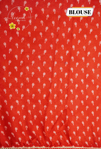 ARN1614 Scarlet Red Chiffon saree with all-over large floral prints.