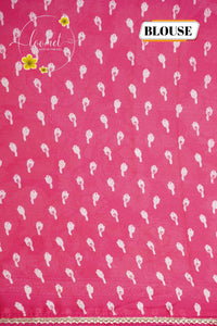 ARN1615 Rani Pink Chiffon saree with all-over large floral prints.