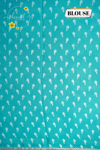ARN1616 Cyan Blue Chiffon saree with all-over large floral prints.