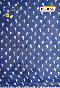 ARN1617 Royal Blue Chiffon saree with all-over large floral prints.