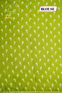 ARN1618 Lime Green Chiffon saree with all-over large floral prints.