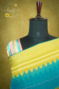 ARN1711 Multi-color Georgette saree with Zig-Zag geometric pattern.