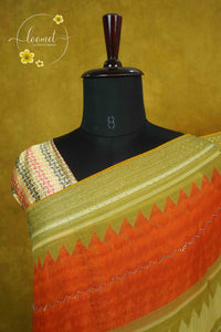 ARN1713 Multi-color Georgette saree with Zig-Zag geometric pattern.